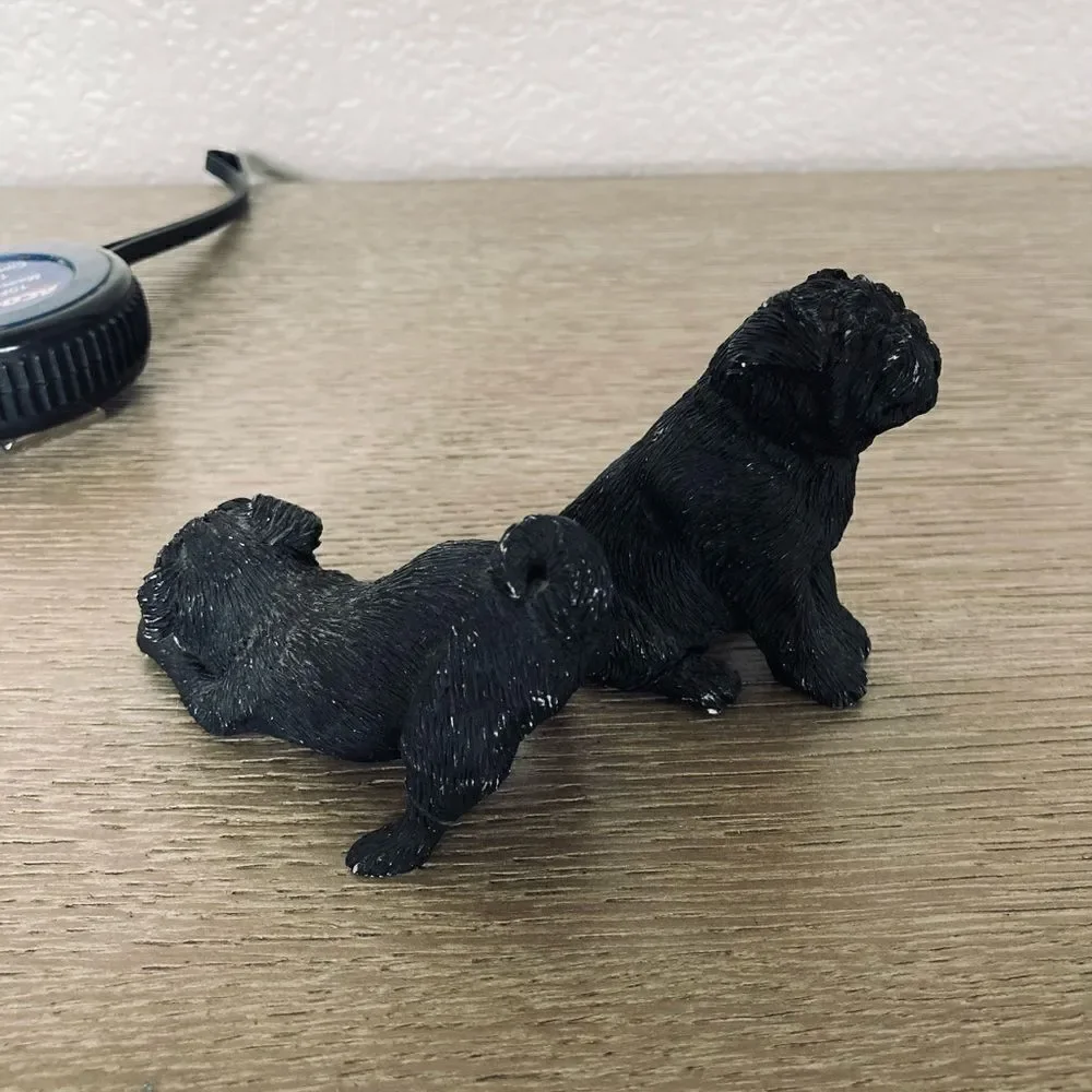 2-pc Winking Pug Dog Decor Figurines